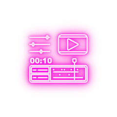 Video production editing neon icon