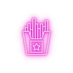 USA french fries neon icon