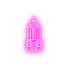USA America skyscraper neon icon