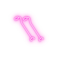 Cane crutch medical stick walking neon icon