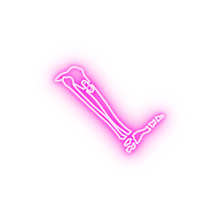 Leg fracture crack bone neon icon