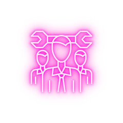 Wrench workers neon icon