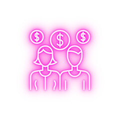 Workers man woman money neon icon