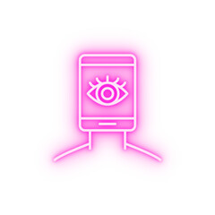 Man eye smartphone neon icon