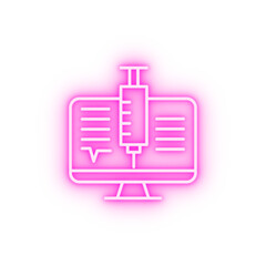 Fototapeta premium Monitor syringe neon icon