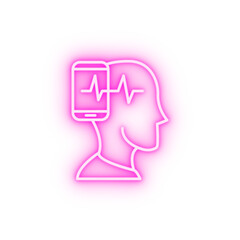 Man smartphone pulse neon icon