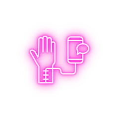 Hand smartphone neon icon