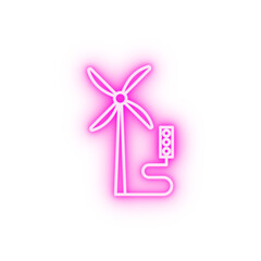 smart farm windmill neon icon