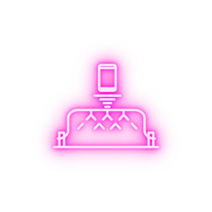 smart farm irrigation neon icon