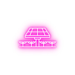 smart farm solar panel neon icon