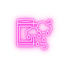 Smart farm clouds neon icon