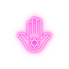 Jewish hamsa hand Judaism neon icon