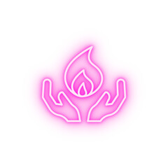 Holy ghost hands fire neon icon