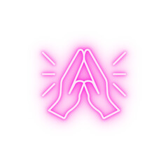 Praying hands Christianity neon icon