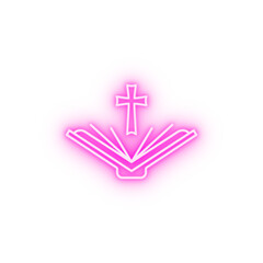 Bible book holy neon icon