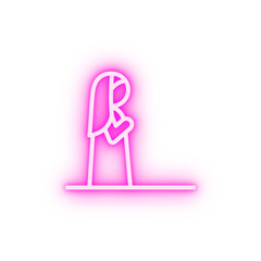 Muslim woman praying neon icon