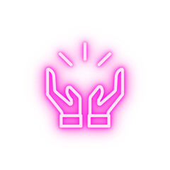 Paying hands Ramadan neon icon