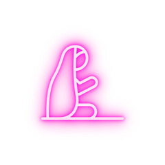 Muslim woman praying neon icon