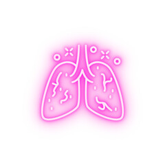 Lung cancer illness neon icon