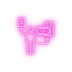 Document man business money neon icon