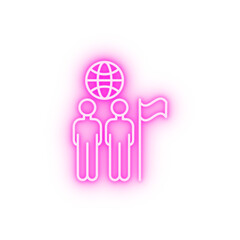 Population flag businessmen neon icon