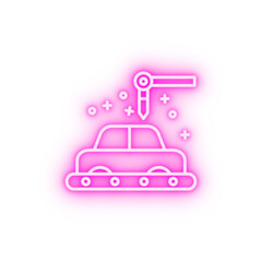 Manufacturing car robotic arm neon icon