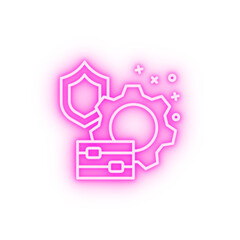 Protection gear setting neon icon