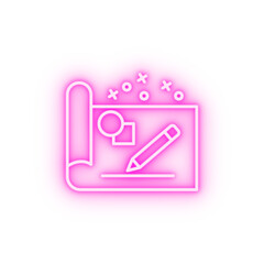 Blueprint document pen neon icon