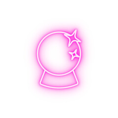 Crystal ball magic neon icon