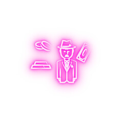 gang criminal money mafia neon icon