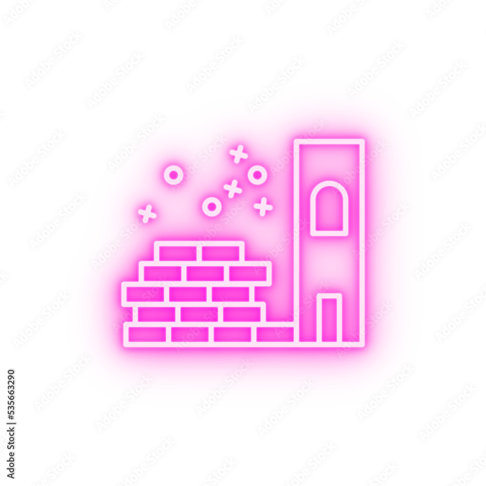 Wall mural brick wall tower neon icon