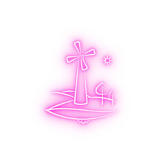 Wind energy sun tree neon icon