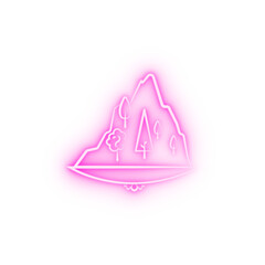 tree mountain neon icon