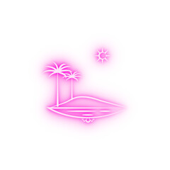 sun sea palma tree neon icon