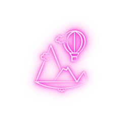 mountain cloud ballon neon icon