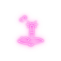 lighthouse cloud sun neon icon