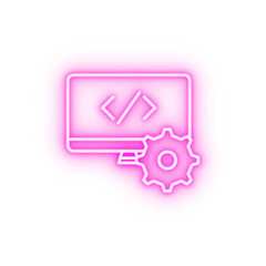Job resume coding 2 colored line neon icon