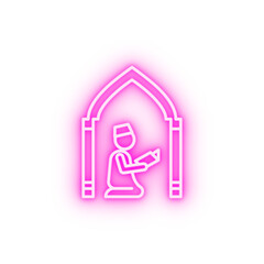 Islam islamic pray 2 colored line neon icon