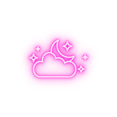 Islam crescent moon stars and cloud 2 colored line neon icon