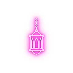 Islam lantern 2 colored line neon icon