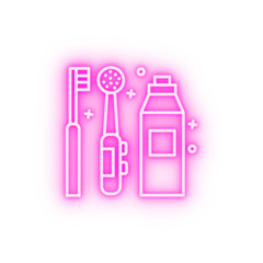 Electric toothbrush dental medical neon icon