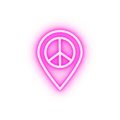 Location pin peace neon icon