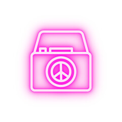 Camera peace neon icon