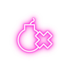 Bomb prohibit neon icon