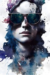 Portrait of a man wearing sunglasses - Abstract Digital Art	