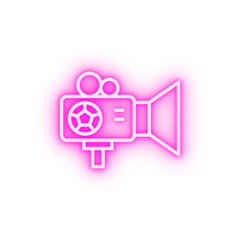 Camera football neon icon
