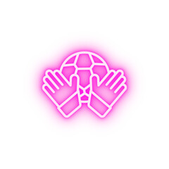 Goalkeeper football neon icon