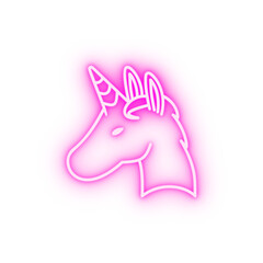 Unicorn fairy tale neon icon