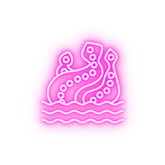 Fototapeta na wymiar Kraken fairy tale neon icon