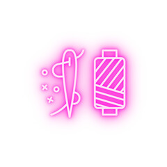 Needle textile fabric neon icon